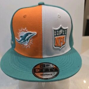 New Era Miami Dolphins Teal and Orange Snapback Cap